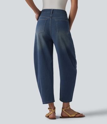 Halara Flex™ Mid Rise Barrel Leg Casual Jeans with Pockets