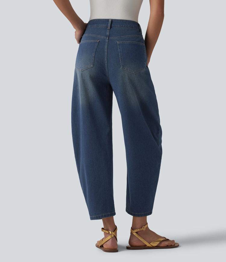 Halara Flex™ Mid Rise Barrel Leg Casual Jeans with Pockets