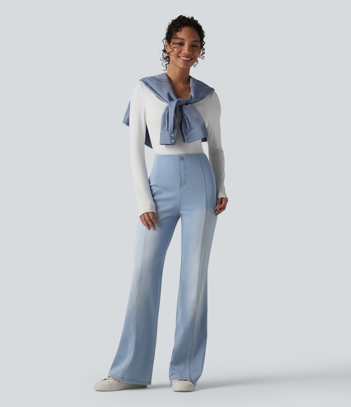 Halara Flex™ - Lässige Flare-Jeans mit hohem Bund, Seitentaschen und Bauchkontrolle