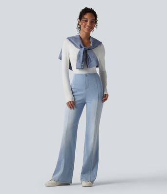 Halara Flex™ - Lässige Flare-Jeans mit hohem Bund, Seitentaschen und Bauchkontrolle