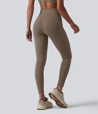 Halara UltraSculpt™ High Waisted Tummy Control Contrast Ribbed Yoga 7/8 Leggings with Pockets