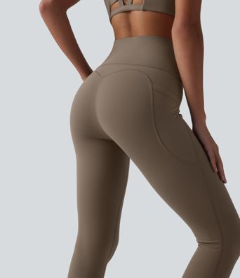 Halara UltraSculpt™ High Waisted Tummy Control Contrast Ribbed Yoga 7/8 Leggings with Pockets
