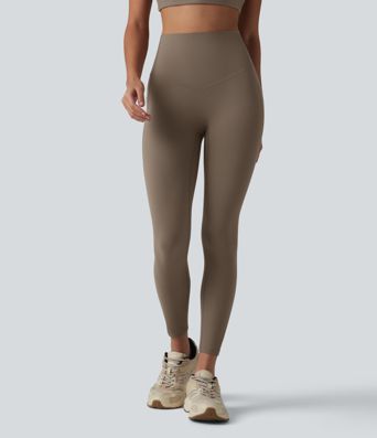Halara UltraSculpt™ High Waisted Tummy Control Contrast Ribbed Yoga 7/8 Leggings with Pockets