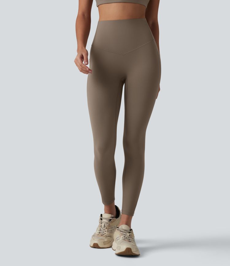 Halara UltraSculpt™ High Waisted Tummy Control Contrast Ribbed Yoga 7/8 Leggings with Pockets