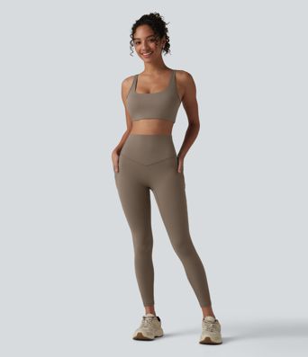 Halara UltraSculpt™ High Waisted Tummy Control Contrast Ribbed Yoga 7/8 Leggings with Pockets