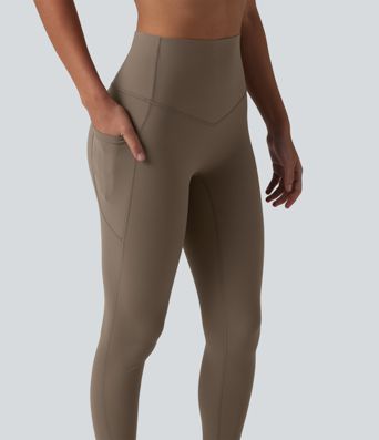 Halara UltraSculpt™ High Waisted Tummy Control Contrast Ribbed Yoga 7/8 Leggings with Pockets