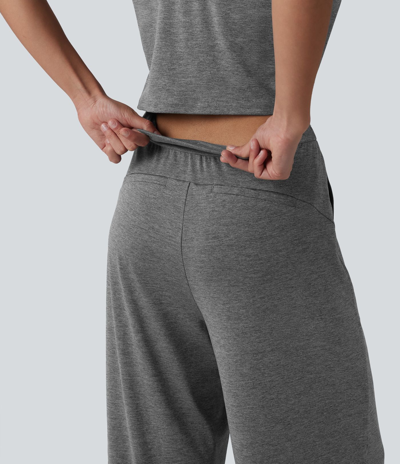 Halara UltraSculpt™ Heathered U-Neck Sleeveless Quick Dry Yoga Jumpsuit with Pockets-Easy Peezy