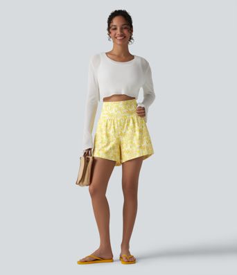 Short hawaïen 2 en 1 taille haute 12,5 cm avec poches