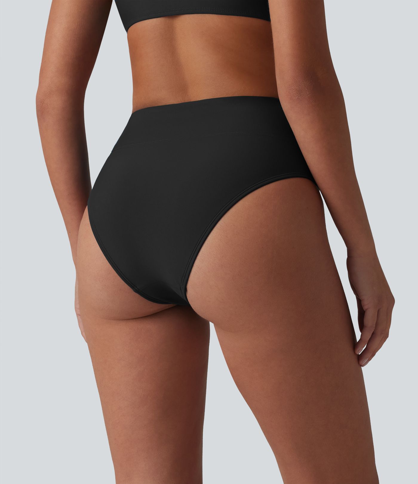 Maillot de bain bikini taille haute effet ventre plat et froncé
