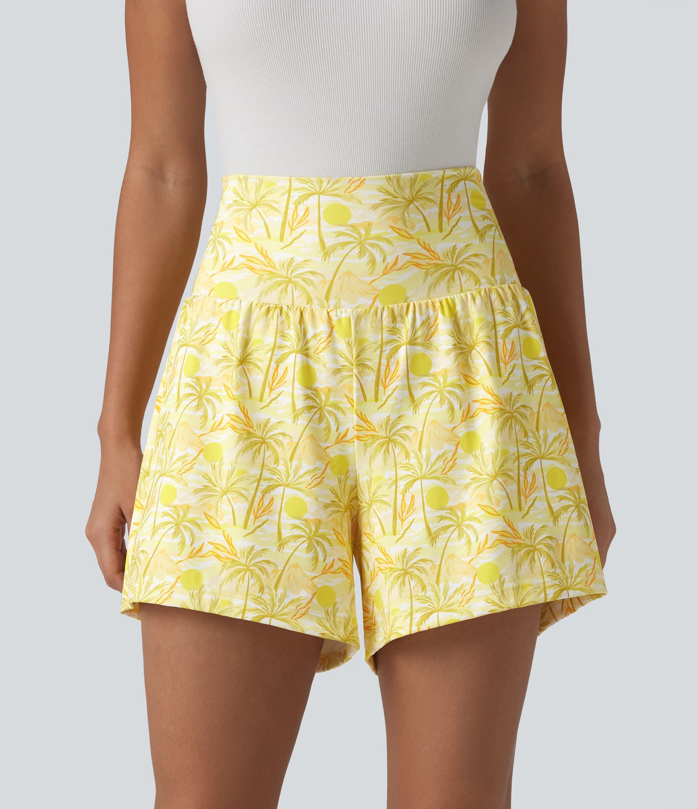 Short hawaïen 2 en 1 taille haute 12,5 cm avec poches