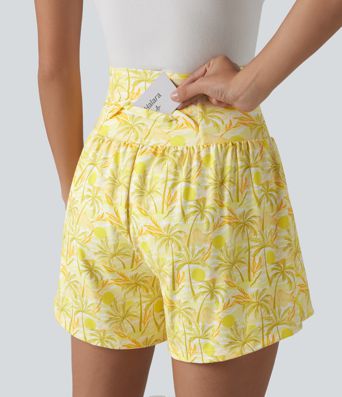Short hawaïen 2 en 1 taille haute 12,5 cm avec poches