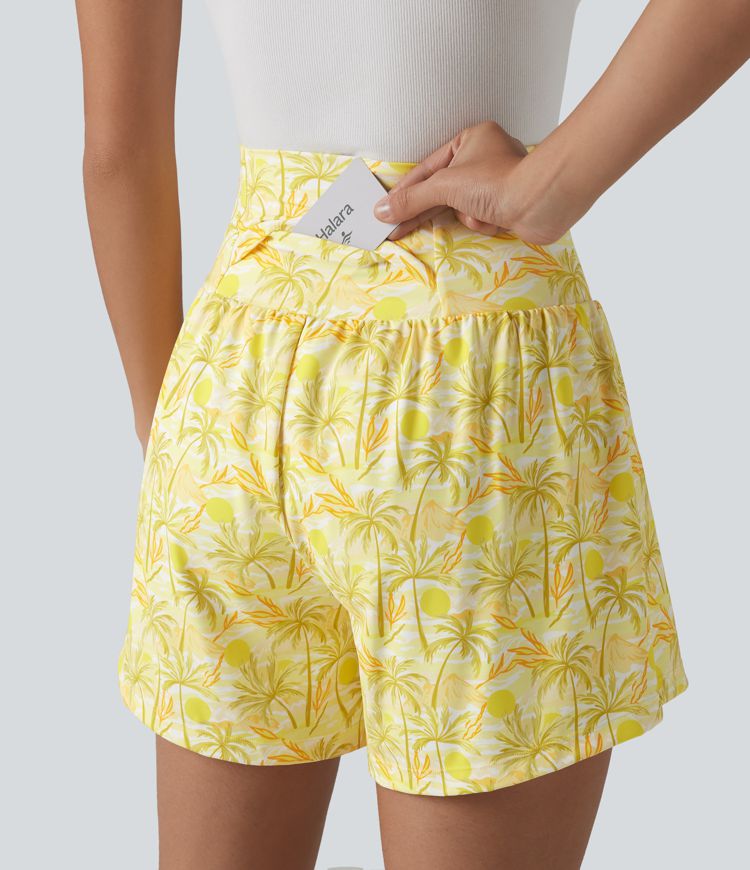 Short hawaïen 2 en 1 taille haute 12,5 cm avec poches