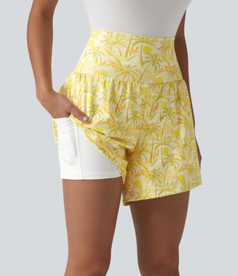 Short hawaïen 2 en 1 taille haute 12,5 cm avec poches