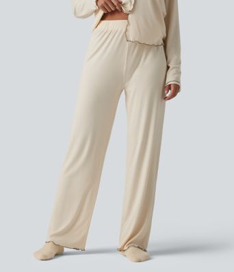 Pantalon d’intérieur taille haute ourlet à volants