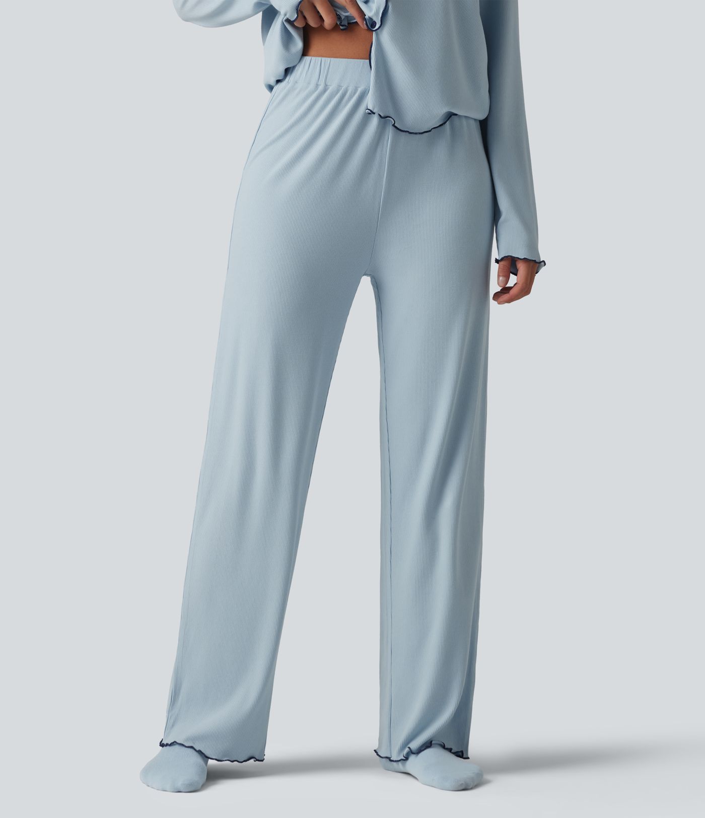 Pantalon d’intérieur taille haute ourlet à volants Pantalon d’intérieur taille haute ourlet à volants