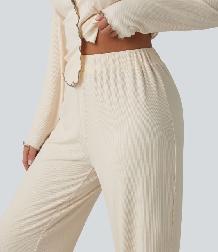 Pantalon d’intérieur taille haute ourlet à volants