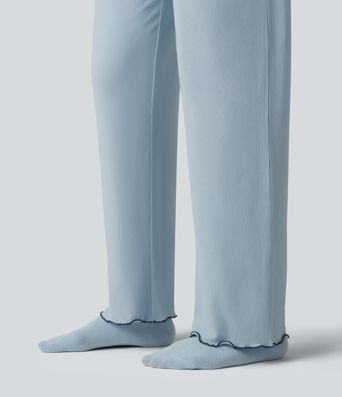 Pantalon d’intérieur taille haute ourlet à volants Pantalon d’intérieur taille haute ourlet à volants