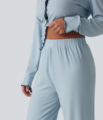 Pantalon d’intérieur taille haute ourlet à volants Pantalon d’intérieur taille haute ourlet à volants