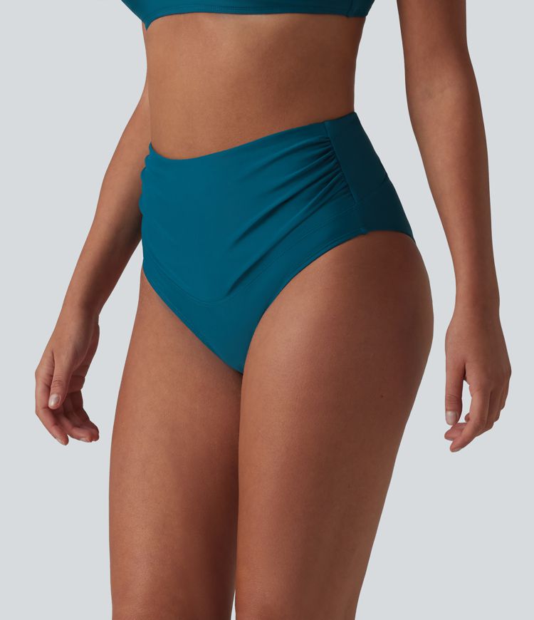 High Waisted Tummy Control Ruched Bikini Bottom Swimsuit High Waisted Tummy Control Ruched Bikini Bottom Swimsuit