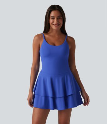 SoftlyZero™ Airy Built-in Bra 2-in-1 Tiered Cool Touch Mini Tennis Active Dress with Pockets-Easy Peezy Edition-UPF50+ SoftlyZero™ Airy Built-in Bra 2-in-1 Tiered Cool Touch Mini Tennis Active Dress with Pockets-Easy Peezy Edition-UPF50+