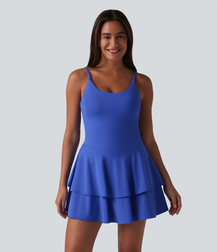 SoftlyZero™ Airy Built-in Bra 2-in-1 Tiered Cool Touch Mini Tennis Active Dress with Pockets-Easy Peezy Edition-UPF50+ SoftlyZero™ Airy Built-in Bra 2-in-1 Tiered Cool Touch Mini Tennis Active Dress with Pockets-Easy Peezy Edition-UPF50+