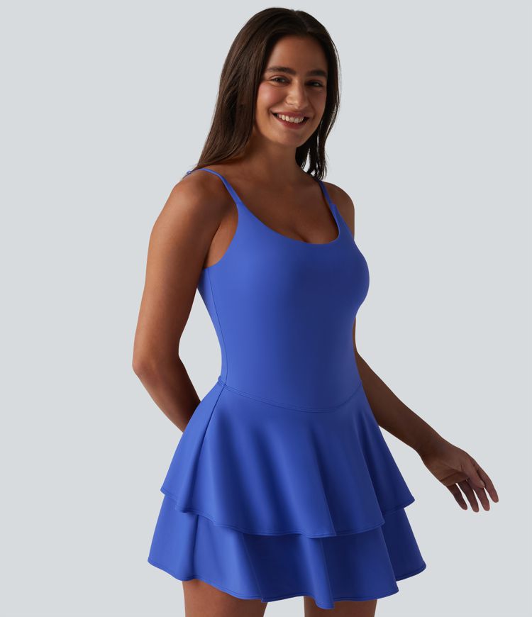 SoftlyZero™ Airy Built-in Bra 2-in-1 Tiered Cool Touch Mini Tennis Active Dress with Pockets-Easy Peezy Edition-UPF50+ SoftlyZero™ Airy Built-in Bra 2-in-1 Tiered Cool Touch Mini Tennis Active Dress with Pockets-Easy Peezy Edition-UPF50+