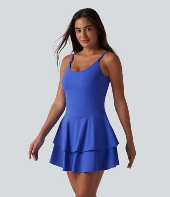 SoftlyZero™ Airy Built-in Bra 2-in-1 Tiered InstantCool Mini Tennis Active Dress with Pockets-Easy Peezy Edition-UPF50+