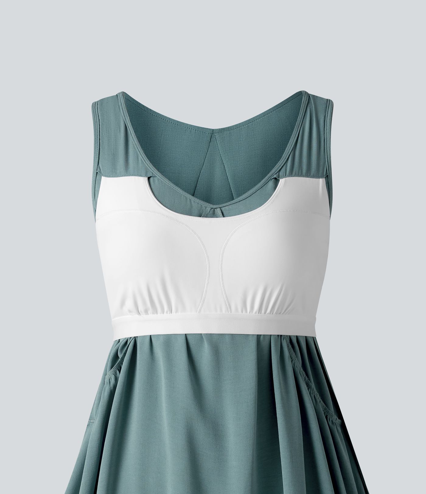 Robe mini sans manches col V avec soutien-gorge intégré, effet lin