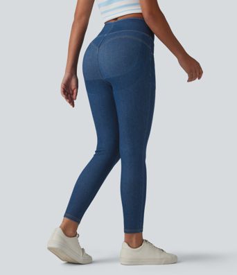 Halara Flex™ High Waisted Tummy Control Butt Lifting Denim Casual Leggings with Pockets Halara Flex™ High Waisted Tummy Control Butt Lifting Denim Casual Leggings with Pockets