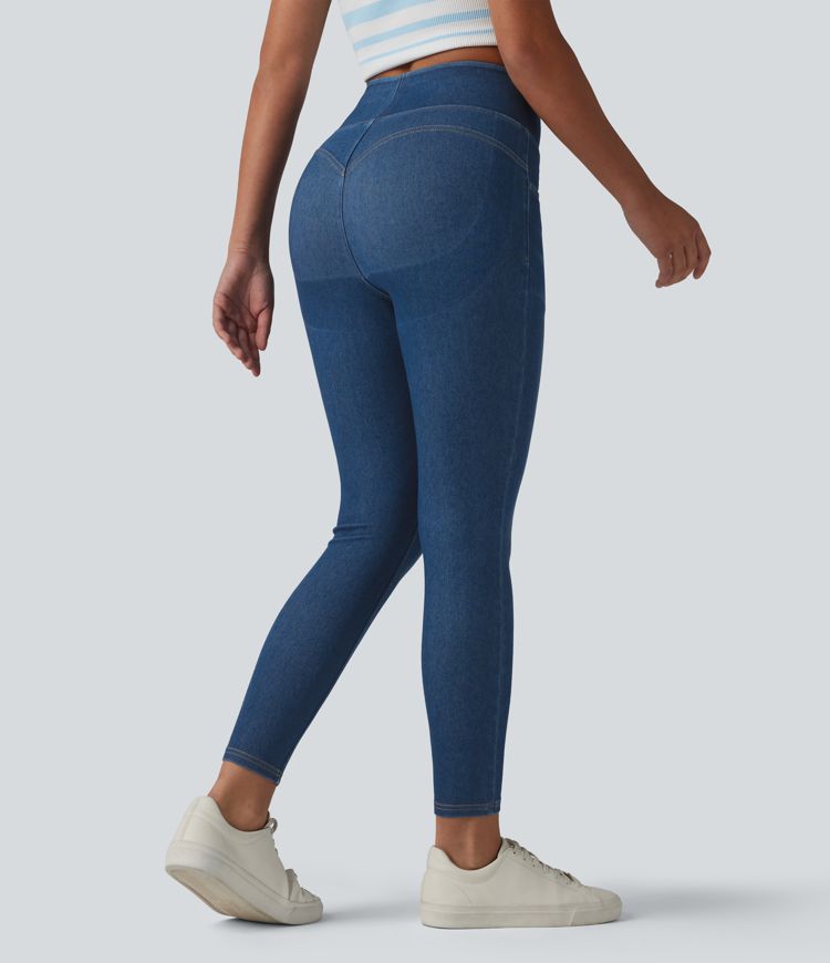 Halara Flex™ High Waisted Tummy Control Butt Lifting Denim Casual Leggings with Pockets Halara Flex™ High Waisted Tummy Control Butt Lifting Denim Casual Leggings with Pockets