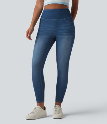 Halara Flex™ High Waisted Tummy Control Butt Lifting Denim Casual Leggings with Pockets Halara Flex™ High Waisted Tummy Control Butt Lifting Denim Casual Leggings with Pockets