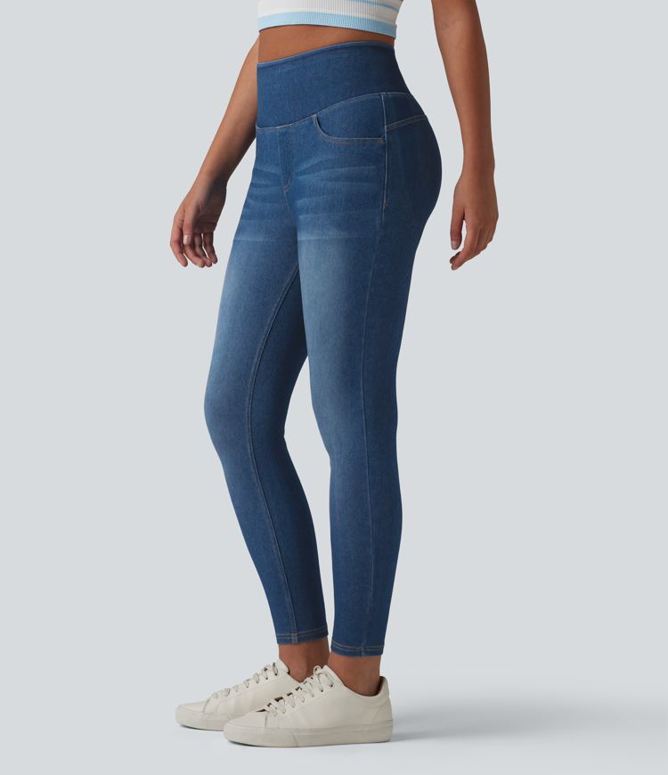 Halara Flex™ High Waisted Tummy Control Butt Lifting Denim Casual Leggings with Pockets Halara Flex™ High Waisted Tummy Control Butt Lifting Denim Casual Leggings with Pockets