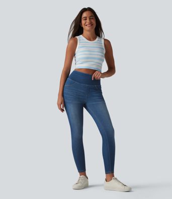 Halara Flex™ High Waisted Tummy Control Butt Lifting Denim Casual Leggings with Pockets Halara Flex™ High Waisted Tummy Control Butt Lifting Denim Casual Leggings with Pockets