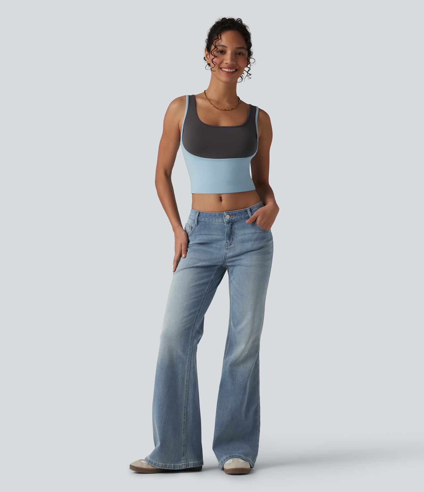 Jean évasé décontracté taille basse Halara Flex™ avec poches