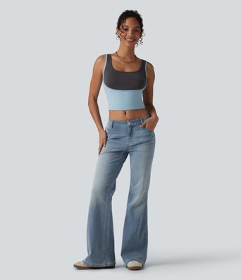 Jean évasé décontracté taille basse Halara Flex™ avec poches