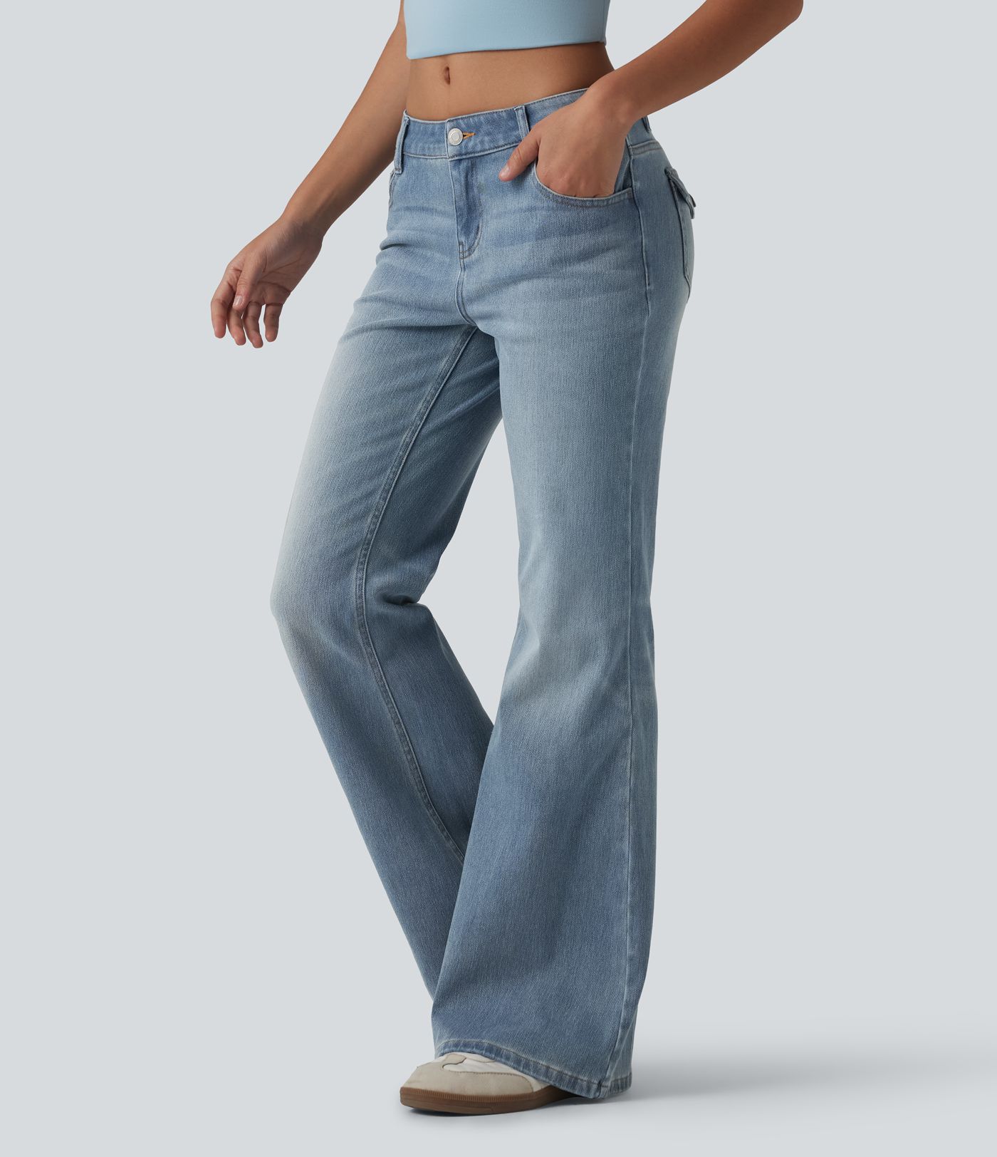 Halara Flex™ Low Rise Flare Casual Jeans with Pockets