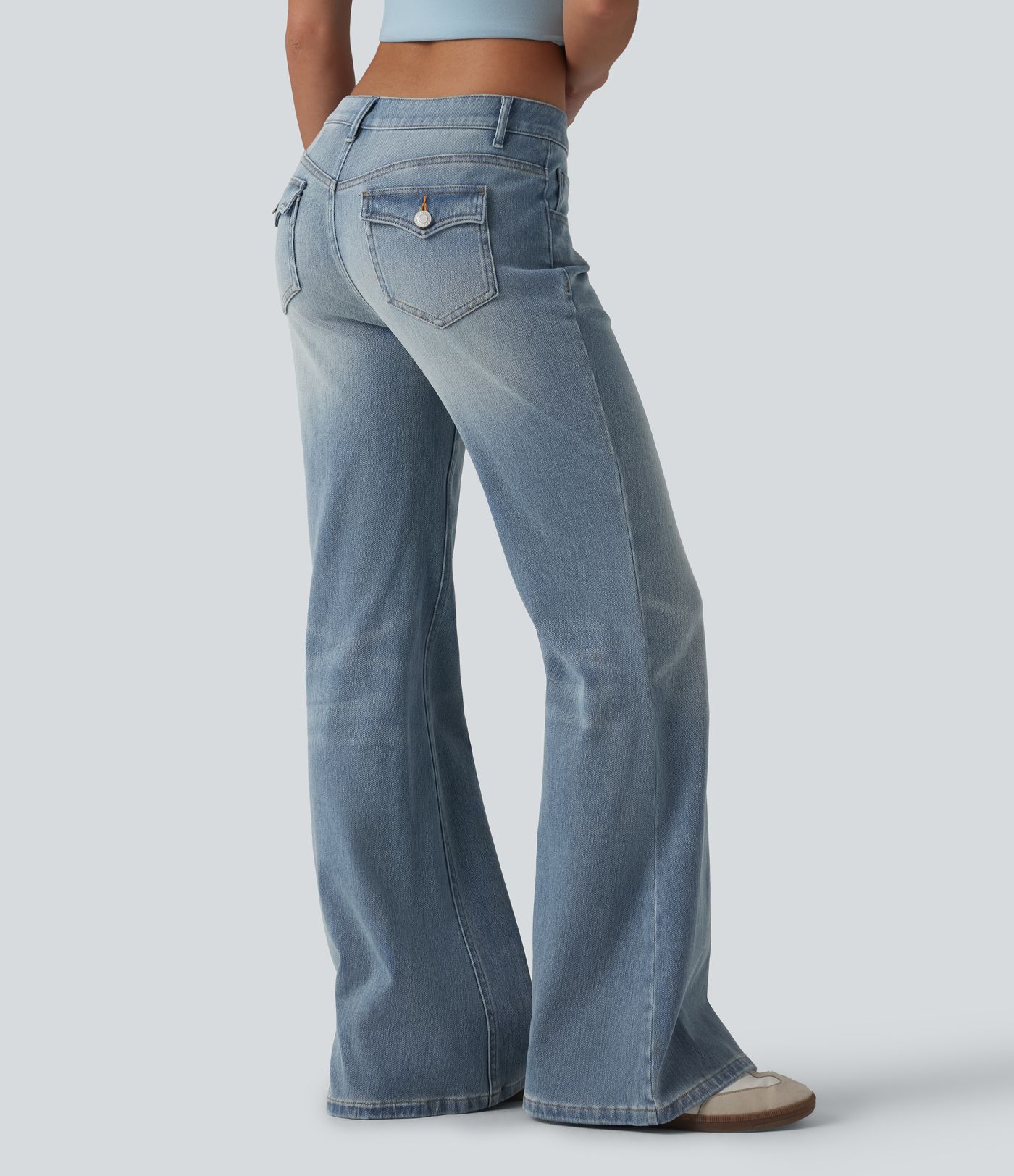 Jean évasé décontracté taille basse Halara Flex™ avec poches