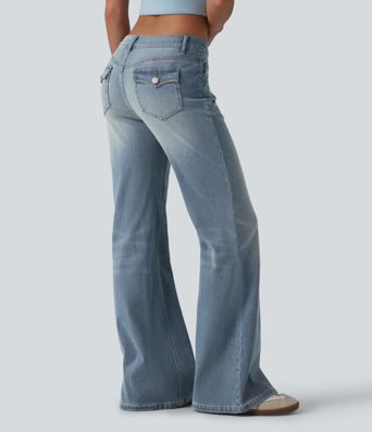 Jean évasé décontracté taille basse Halara Flex™ avec poches