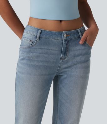 Jean évasé décontracté taille basse Halara Flex™ avec poches