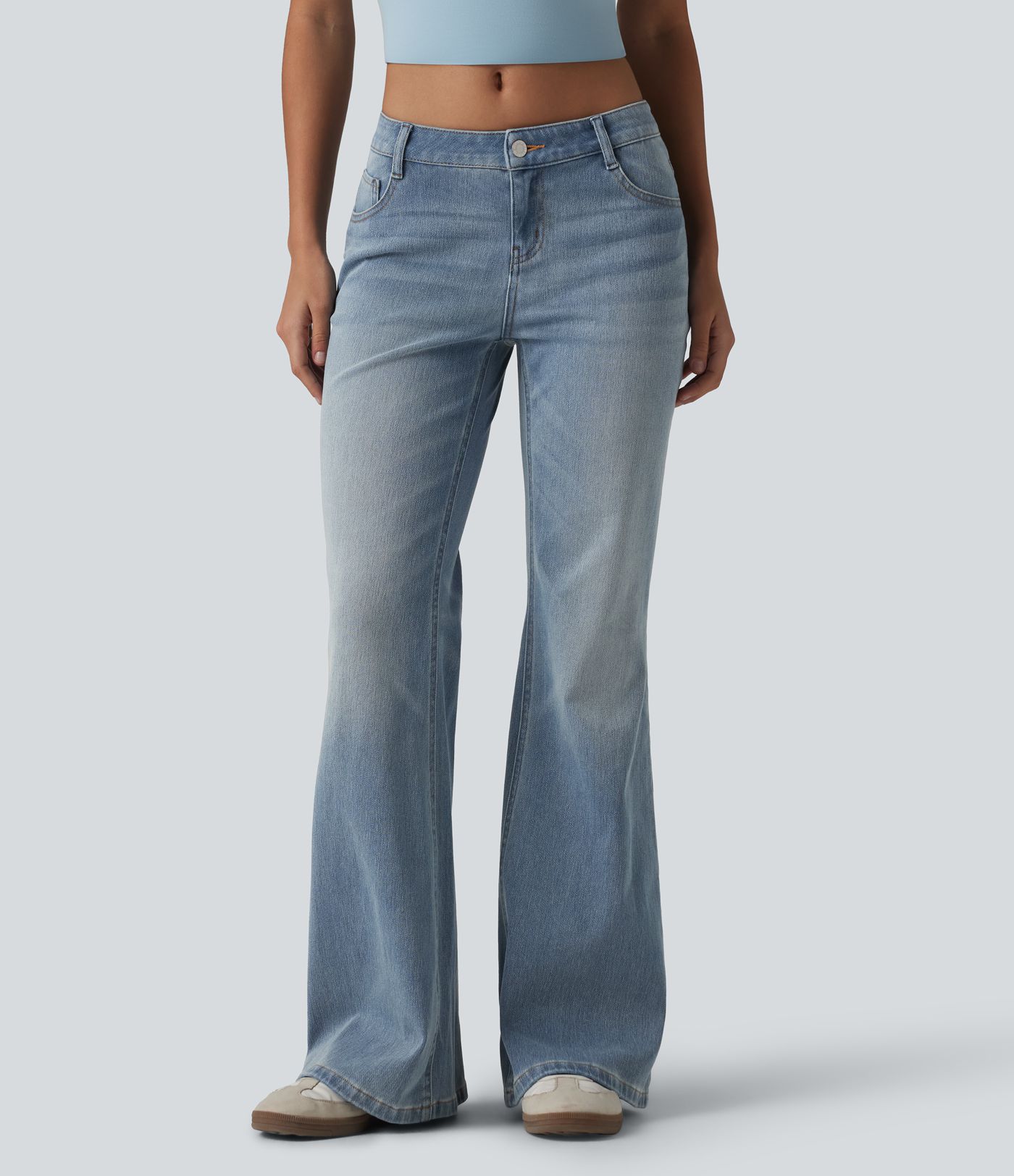Jean évasé décontracté taille basse Halara Flex™ avec poches