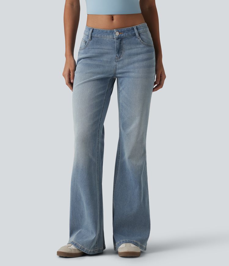 Jean évasé décontracté taille basse Halara Flex™ avec poches