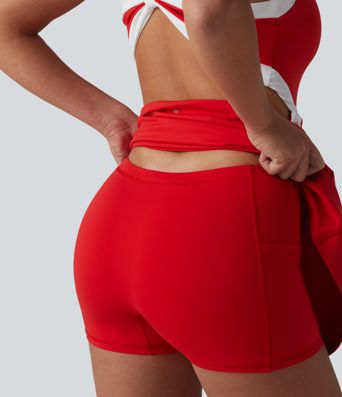 Softlyzero™ Airy Built-in Bra 2-in-1 Color Block Cool Touch Mini Tennis Active Dress with Pockets-Easy Peezy Edition