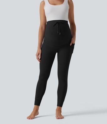 Halara UltraSculpt™ Ultra High-Waist Drawstring Plain 7/8 Yoga Maternity Leggings with Pockets