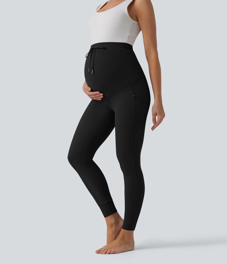 Halara UltraSculpt™ Ultra High-Waist Drawstring Plain 7/8 Yoga Maternity Leggings with Pockets
