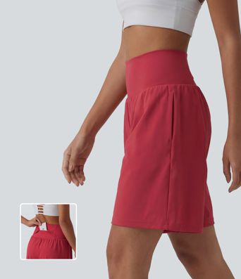SoftlyZero™ Airy Super High Waisted 2-in-1 Cool Touch Yoga Shorts 9" with Pockets