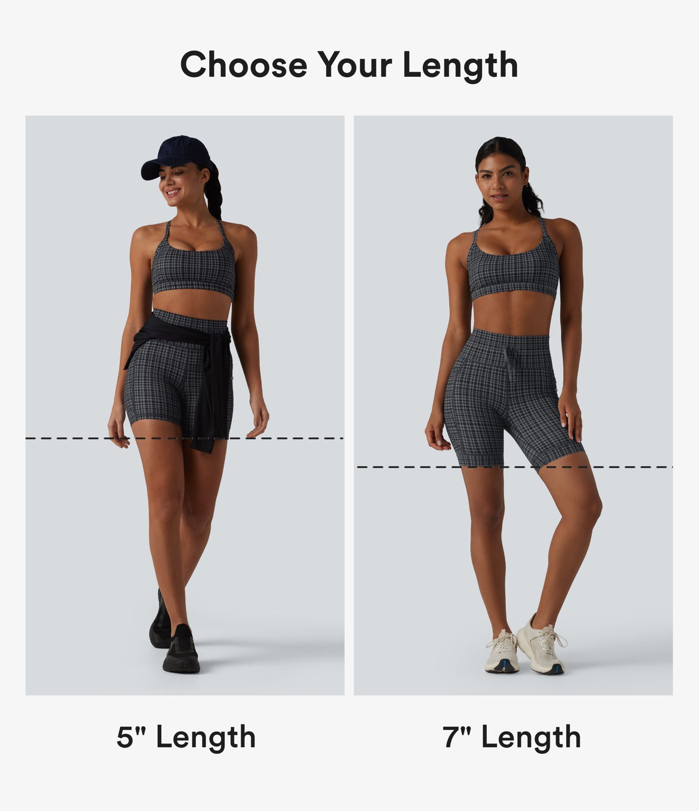 Halara UltraSculpt™ Check Plaid Print High Waisted Drawstring Yoga Biker Shorts 5'' with Pockets