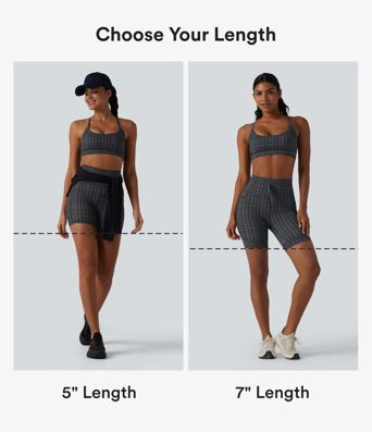 Halara UltraSculpt™ Check Plaid Print High Waisted Drawstring Yoga Biker Shorts 5'' with Pockets