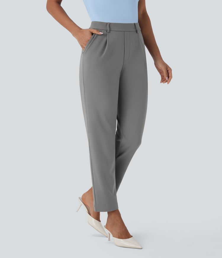 Halara Flex™ DayStretch - Tapered, ankle-length work trousers with a high waist and side pocket