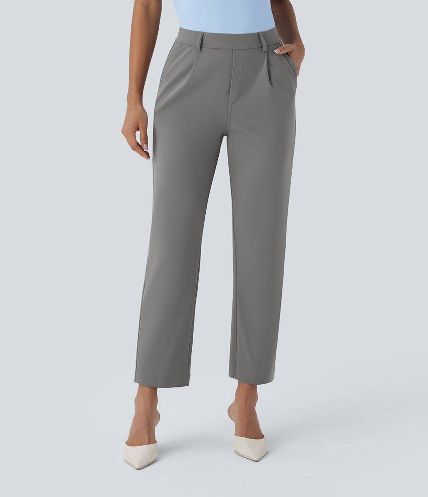 Halara Flex™ DayStretch - Tapered, ankle-length work trousers with a high waist and side pocket