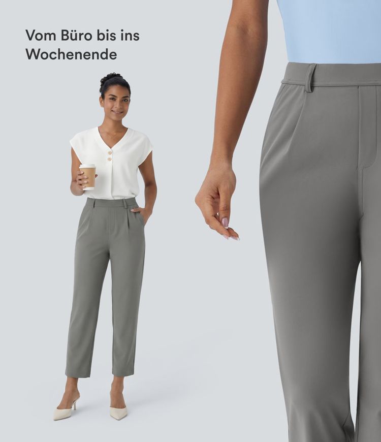 Halara Flex™ DayStretch - Tapered, ankle-length work trousers with a high waist and side pocket